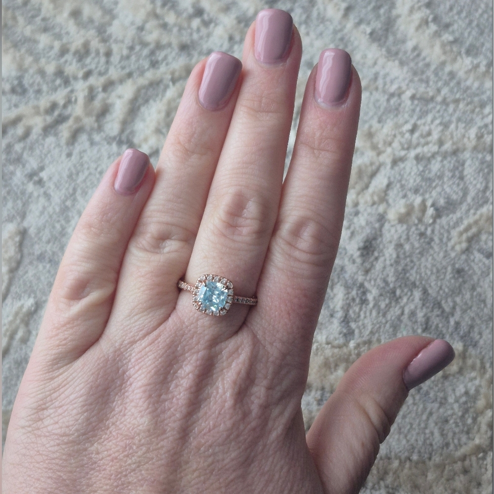 Rose Gold and Silver Women's Halo Ring